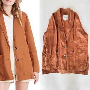 Madewell 100% Linen Dorset Blazer size large, brown “Warm Hickory” color